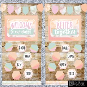 Marbled Pastel Classroom Door Decor Kit