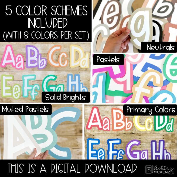 Solid Color Schemes A-Z Bulletin Board Letters, Punctuation, & Numbers Bundle Solid Color Schemes A-Z Bulletin Board Letters, Punctuation, & Numbers Bundle