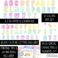 Solid Color Schemes Primary Font A-Z Bulletin Board Letters, Punctuation, & Numbers Bundle