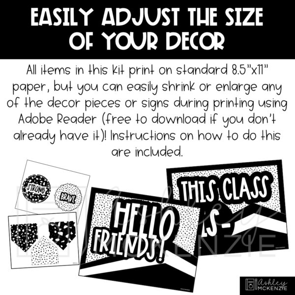 Black and White Terrazzo Classroom Door Decor Kit Black and White Terrazzo Classroom Door Decor Kit
