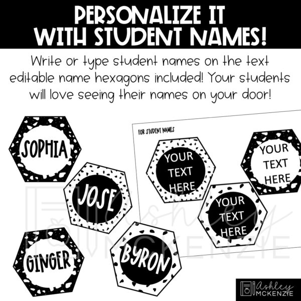 Black and White Terrazzo Classroom Door Decor Kit Black and White Terrazzo Classroom Door Decor Kit