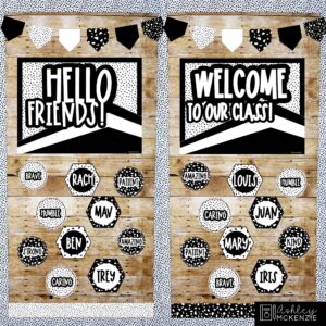 Black and White Terrazzo Classroom Door Decor Kit
