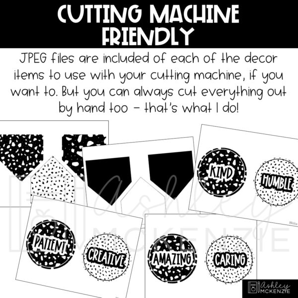 Black and White Terrazzo Classroom Door Decor Kit Black and White Terrazzo Classroom Door Decor Kit