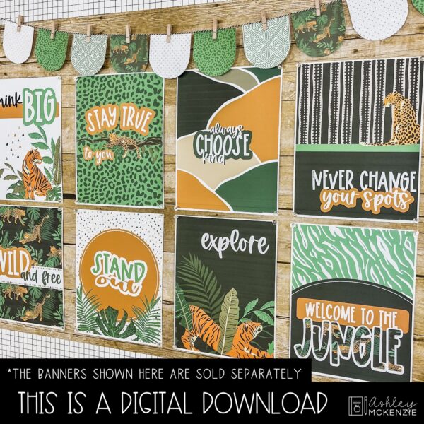 Modern Jungle Back to School Bulletin Board, Posters, A-Z Letters, and Door Decor Bundle Modern Jungle Back to School Bulletin Board, Posters, A-Z Letters, and Door Decor Bundle