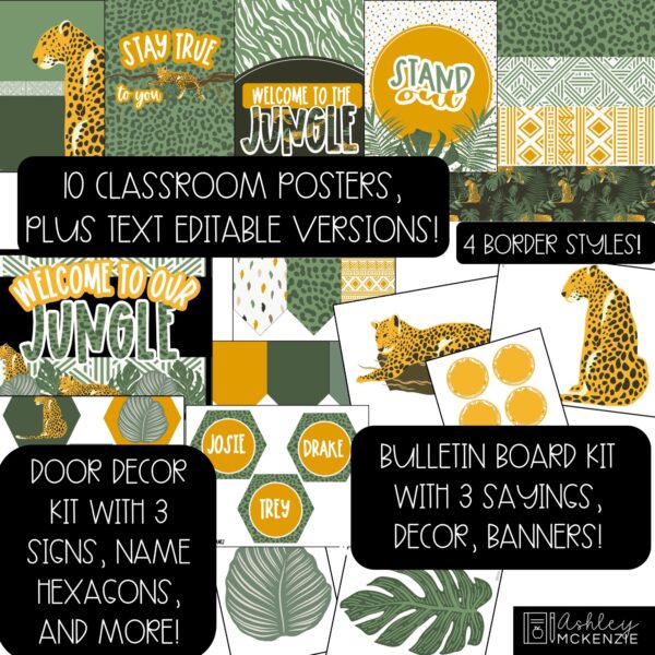 Modern Jungle Back to School Bulletin Board, Posters, A-Z Letters, and Door Decor Bundle Modern Jungle Back to School Bulletin Board, Posters, A-Z Letters, and Door Decor Bundle