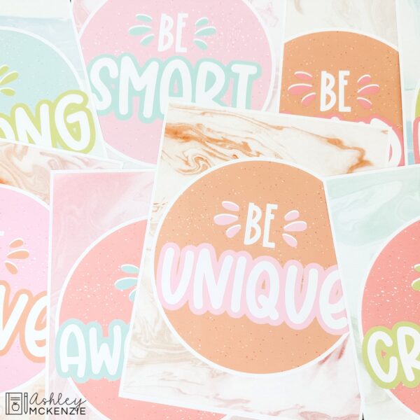Marbled Pastel Back to School Bulletin Board, Posters, A-Z Letters, and Door Decor Bundle Marbled Pastel Back to School Bulletin Board, Posters, A-Z Letters, and Door Decor Bundle