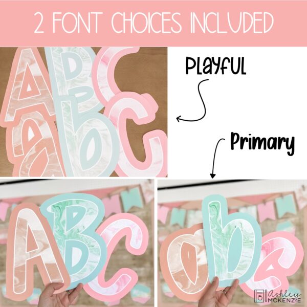 Marbled Pastel Back to School Bulletin Board, Posters, A-Z Letters, and Door Decor Bundle Marbled Pastel Back to School Bulletin Board, Posters, A-Z Letters, and Door Decor Bundle