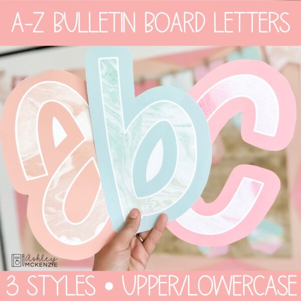 Marbled Pastel Back to School Bulletin Board, Posters, A-Z Letters, and Door Decor Bundle Marbled Pastel Back to School Bulletin Board, Posters, A-Z Letters, and Door Decor Bundle