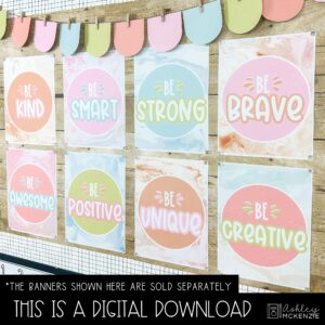 Marbled Pastel Back to School Bulletin Board, Posters, A-Z Letters, and Door Decor Bundle Marbled Pastel Back to School Bulletin Board, Posters, A-Z Letters, and Door Decor Bundle