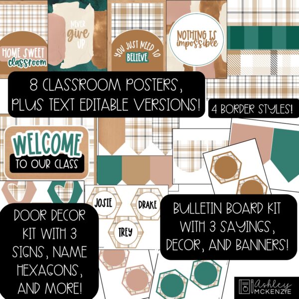 Modern Plaid Back to School Bulletin Board, Posters, A-Z Letters, and Door Decor Bundle Modern Plaid Back to School Bulletin Board, Posters, A-Z Letters, and Door Decor Bundle