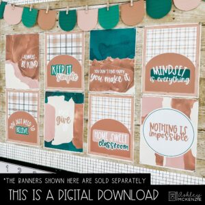 Modern Plaid Back to School Bulletin Board, Posters, A-Z Letters, and Door Decor Bundle