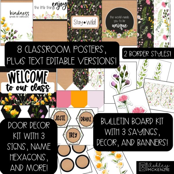 Wildflowers Back to School Bulletin Board, Posters, A-Z Letters, and Door Decor Bundle Wildflowers Back to School Bulletin Board, Posters, A-Z Letters, and Door Decor Bundle