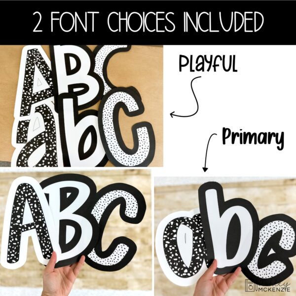 Black and White Terrazzo Back to School Bulletin Board, Posters, A-Z Letters, and Door Decor Bundle Black and White Terrazzo Back to School Bulletin Board, Posters, A-Z Letters, and Door Decor Bundle