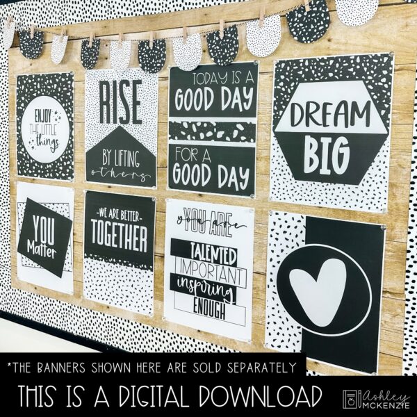 Black and White Terrazzo Back to School Bulletin Board, Posters, A-Z Letters, and Door Decor Bundle Black and White Terrazzo Back to School Bulletin Board, Posters, A-Z Letters, and Door Decor Bundle