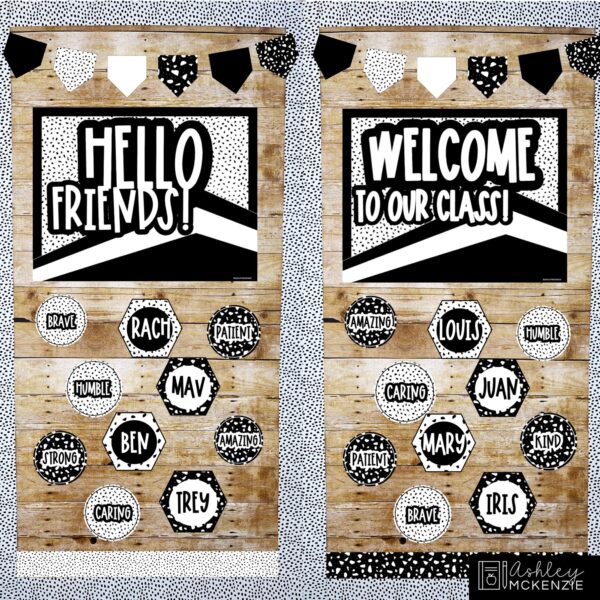 Black and White Terrazzo Back to School Bulletin Board, Posters, A-Z Letters, and Door Decor Bundle Black and White Terrazzo Back to School Bulletin Board, Posters, A-Z Letters, and Door Decor Bundle