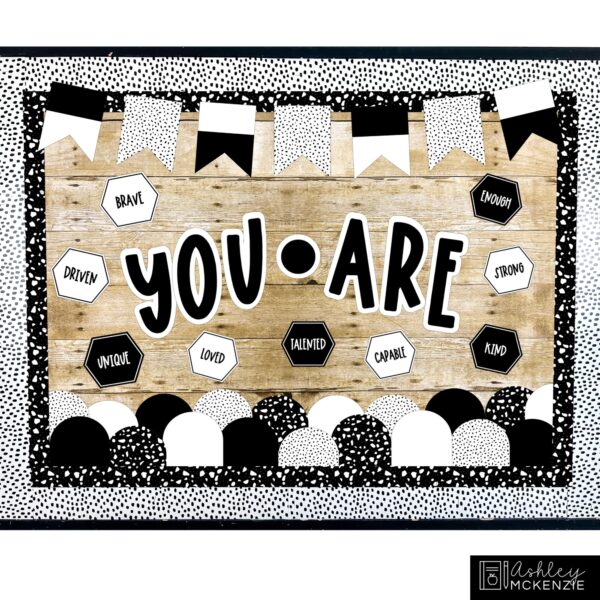 Black and White Terrazzo Back to School Bulletin Board, Posters, A-Z Letters, and Door Decor Bundle Black and White Terrazzo Back to School Bulletin Board, Posters, A-Z Letters, and Door Decor Bundle