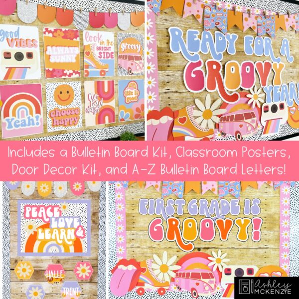 Retro Vibes Bulletin Board, Posters, A-Z Bulletin Board Letters, and Door Decor Mini Bundle Retro Vibes Bulletin Board, Posters, A-Z Bulletin Board Letters, and Door Decor Mini Bundle