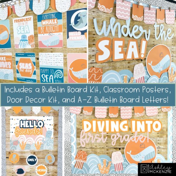 Boho Ocean Bulletin Board, Posters, A-Z Bulletin Board Letters, and Door Decor Mini Bundle Boho Ocean Bulletin Board, Posters, A-Z Bulletin Board Letters, and Door Decor Mini Bundle