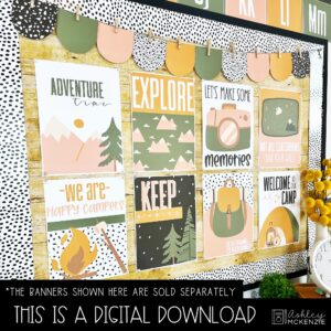 Camping Adventure Bulletin Board, Posters, A-Z Bulletin Board Letters, and Door Decor Mini Bundle