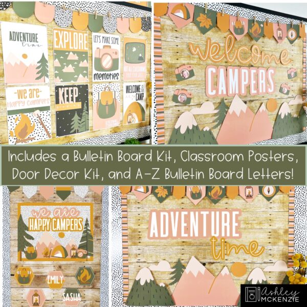 Camping Adventure Bulletin Board, Posters, A-Z Bulletin Board Letters, and Door Decor Mini Bundle Camping Adventure Bulletin Board, Posters, A-Z Bulletin Board Letters, and Door Decor Mini Bundle