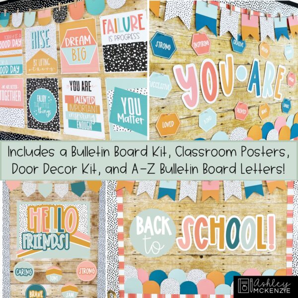Calm Terrazzo Bulletin Board, Posters, A-Z Bulletin Board Letters, and Door Decor Mini Bundle Calm Terrazzo Bulletin Board, Posters, A-Z Bulletin Board Letters, and Door Decor Mini Bundle