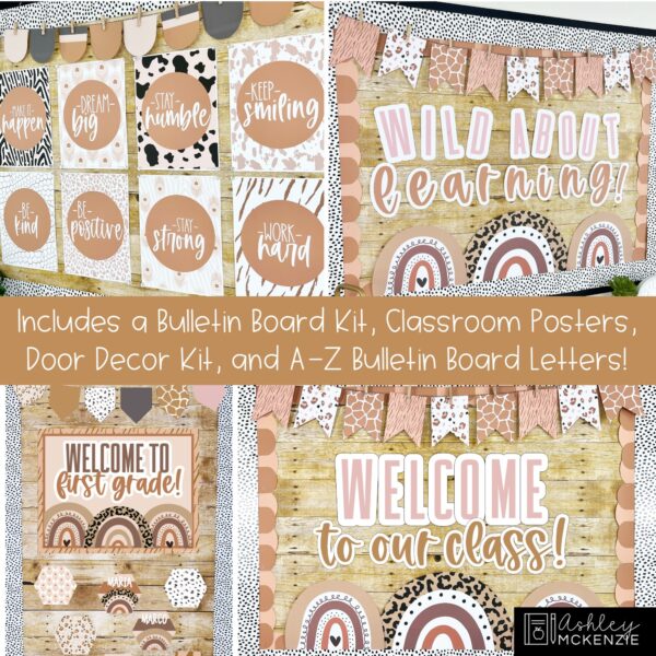 Animal Print Bulletin Board, Posters, A-Z Bulletin Board Letters, and Door Decor Mini Bundle Animal Print Bulletin Board, Posters, A-Z Bulletin Board Letters, and Door Decor Mini Bundle