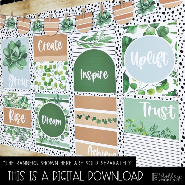 Modern Greenery Classroom Decor | Classroom Posters - Editable! Modern Greenery Classroom Decor | Classroom Posters - Editable!