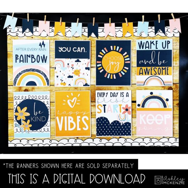 Boho Rainbow Classroom Posters - Editable! Boho Rainbow Classroom Posters - Editable!