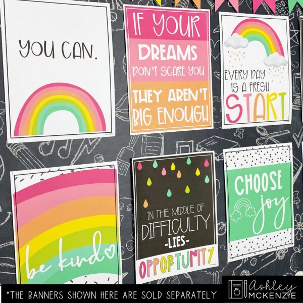Rainbow Growth Mindset Classroom Posters - Editable! Rainbow Growth Mindset Classroom Posters - Editable!