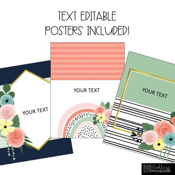 Boho Rainbow Flowers Classroom Posters - Editable! Boho Rainbow Flowers Classroom Posters - Editable!