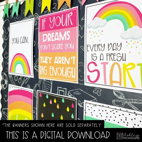 Rainbow Growth Mindset Classroom Posters - Editable! Rainbow Growth Mindset Classroom Posters - Editable!