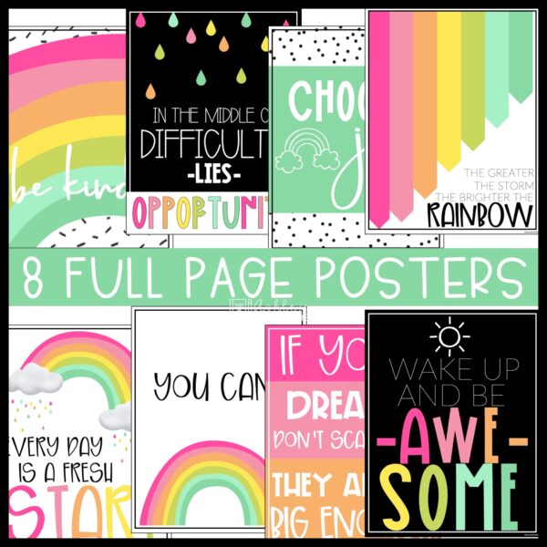 Rainbow Growth Mindset Classroom Posters - Editable! Rainbow Growth Mindset Classroom Posters - Editable!