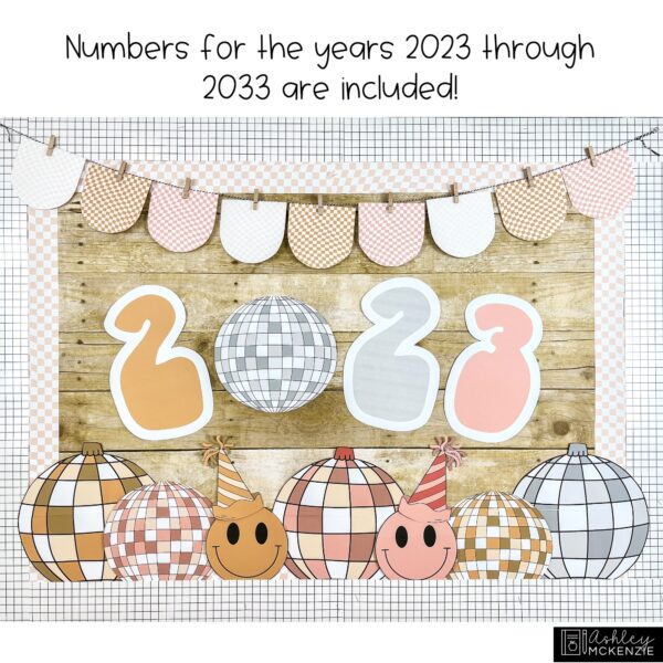 Retro New Year Bulletin Board Kit Retro New Year Bulletin Board Kit