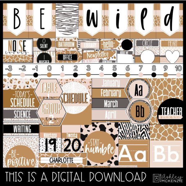 Boho Neutral Animal Print Classroom Decor Bundle Boho Neutral Animal Print Classroom Decor Bundle