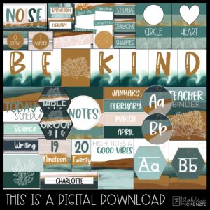 Calm Coastal or Ocean Classroom Decor Bundle