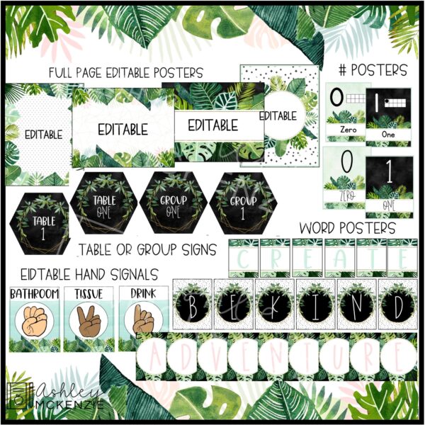 Modern Tropical Classroom Decor Bundle Modern Tropical Classroom Decor Bundle