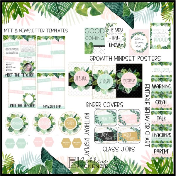Modern Tropical Classroom Decor Bundle Modern Tropical Classroom Decor Bundle