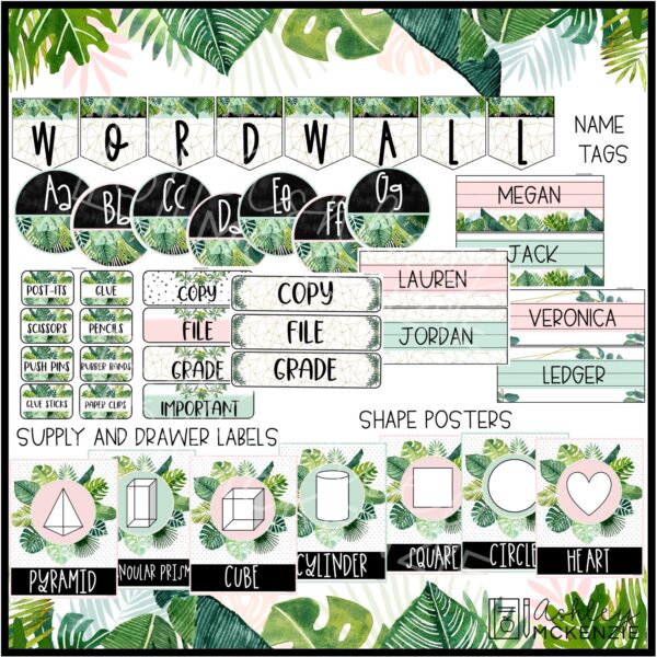 Modern Tropical Classroom Decor Bundle Modern Tropical Classroom Decor Bundle