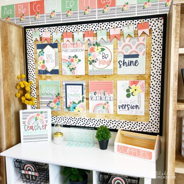Boho Rainbow Flowers Classroom Decor Bundle Boho Rainbow Flowers Classroom Decor Bundle