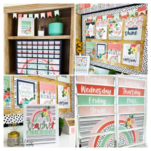 Boho Rainbow Flowers Classroom Decor Bundle Boho Rainbow Flowers Classroom Decor Bundle