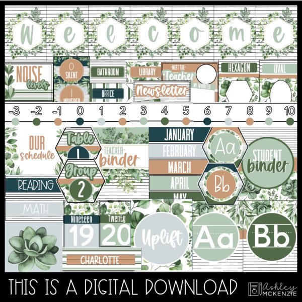 Modern Greenery Classroom Decor Bundle Modern Greenery Classroom Decor Bundle