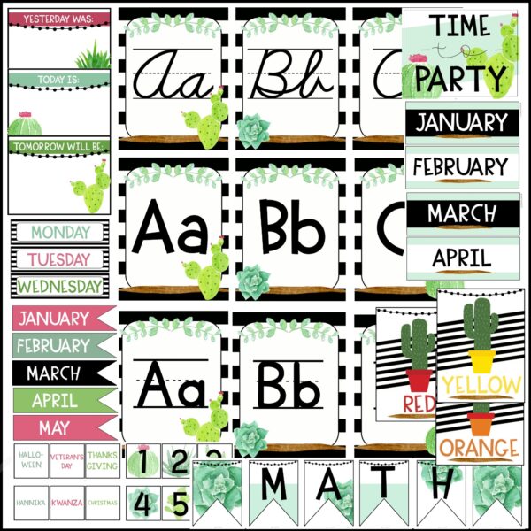 Watercolor Succulent and Cactus Classroom Decor Bundle Watercolor Succulent and Cactus Classroom Decor Bundle
