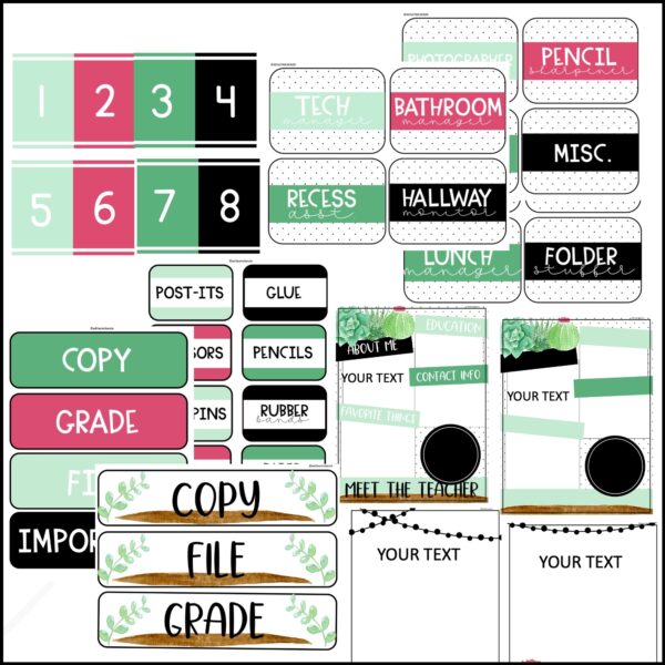 Watercolor Succulent and Cactus Classroom Decor Bundle Watercolor Succulent and Cactus Classroom Decor Bundle