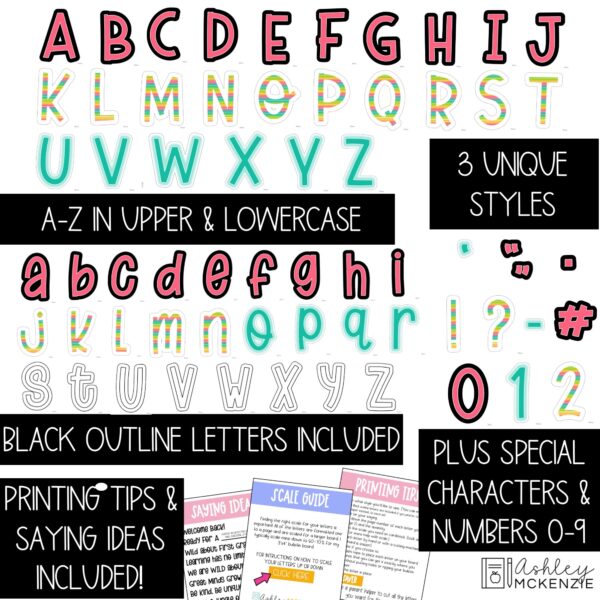 Neon Brights A-Z Bulletin Board Letters, Punctuation, and Numbers Neon Brights A-Z Bulletin Board Letters, Punctuation, and Numbers