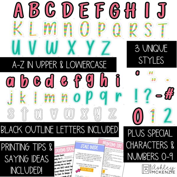 Neon Brights Primary Font A-Z Bulletin Board Letters, Punctuation, and Numbers Neon Brights Primary Font A-Z Bulletin Board Letters, Punctuation, and Numbers
