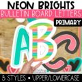 Neon Brights Primary Font A-Z Bulletin Board Letters, Punctuation, and Numbers