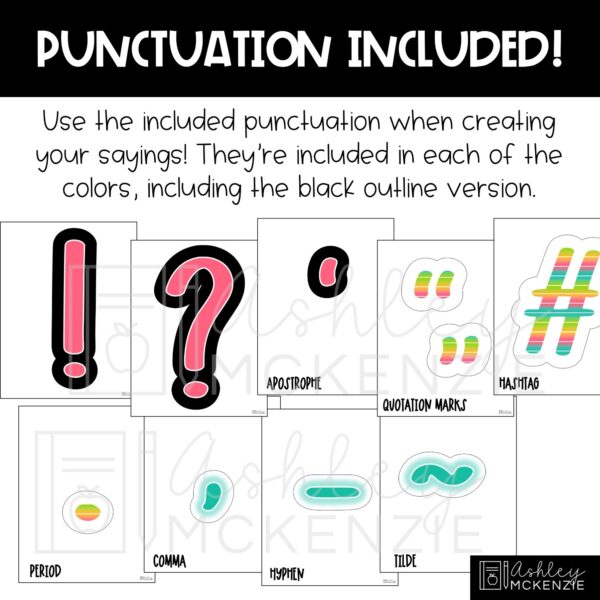 Neon Brights Primary Font A-Z Bulletin Board Letters, Punctuation, and Numbers Neon Brights Primary Font A-Z Bulletin Board Letters, Punctuation, and Numbers