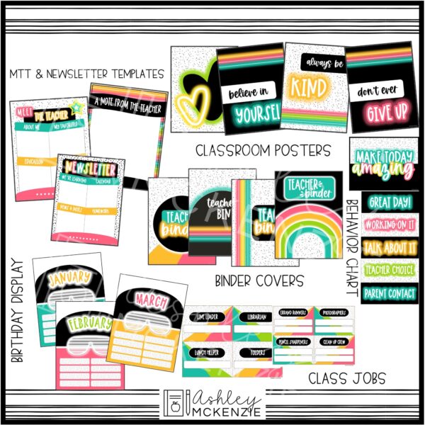Neon Brights Classroom Decor Bundle Neon Brights Classroom Decor Bundle