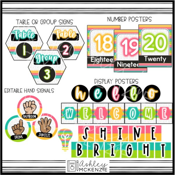Neon Brights Classroom Decor Bundle Neon Brights Classroom Decor Bundle
