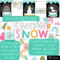 Winter Snow Globe Bulletin Board, Classroom Posters, and A-Z Bulletin Board Letters Bundle